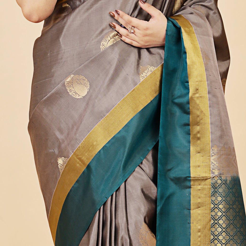 Gray silk saree 