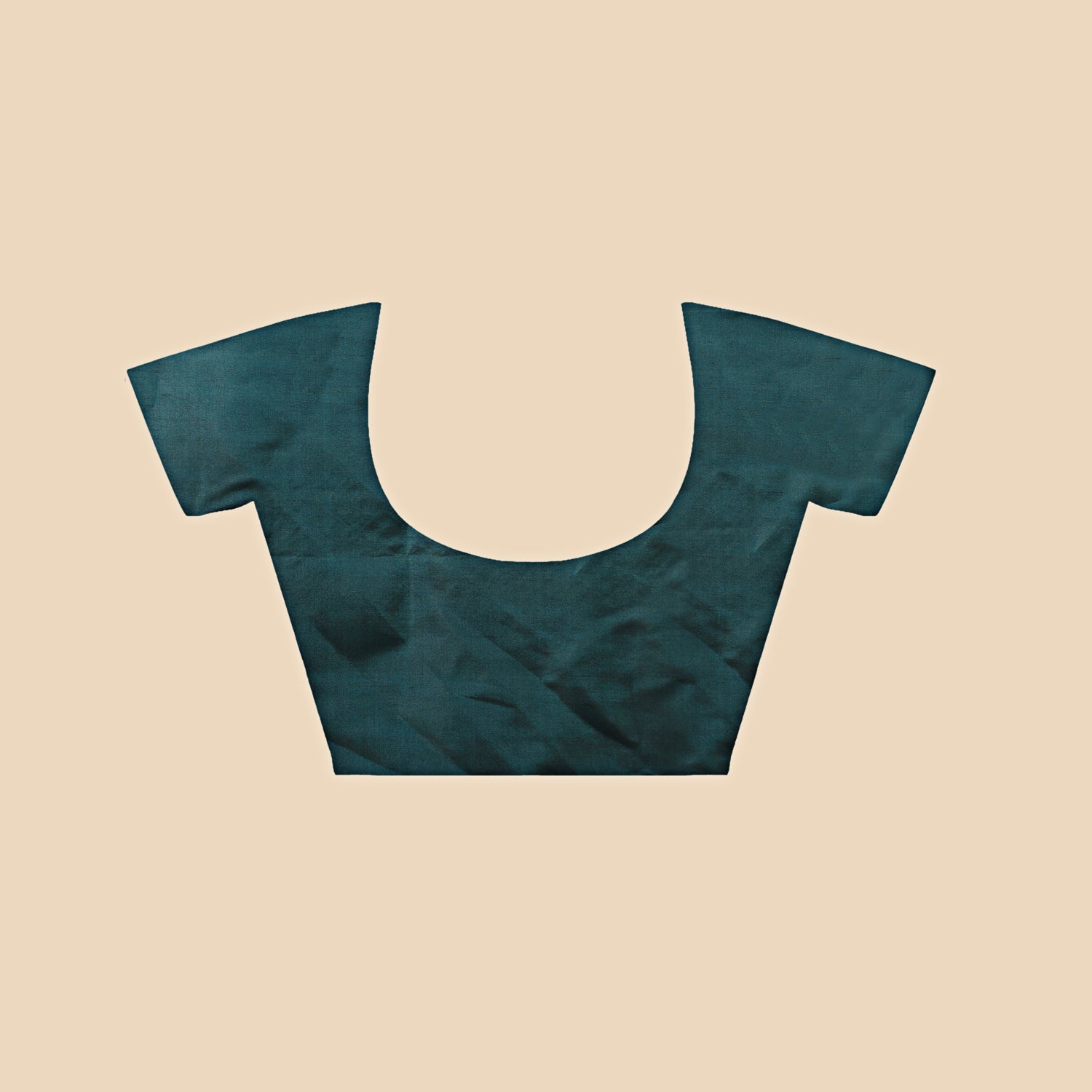 Teal blouse on a beige background